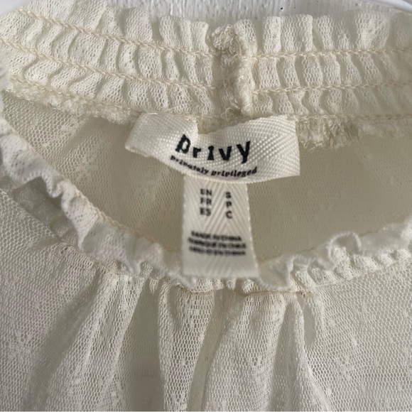 Privy Cream Ruched Bustier Blouse lace long sleeve size small - Picture 4 of 14